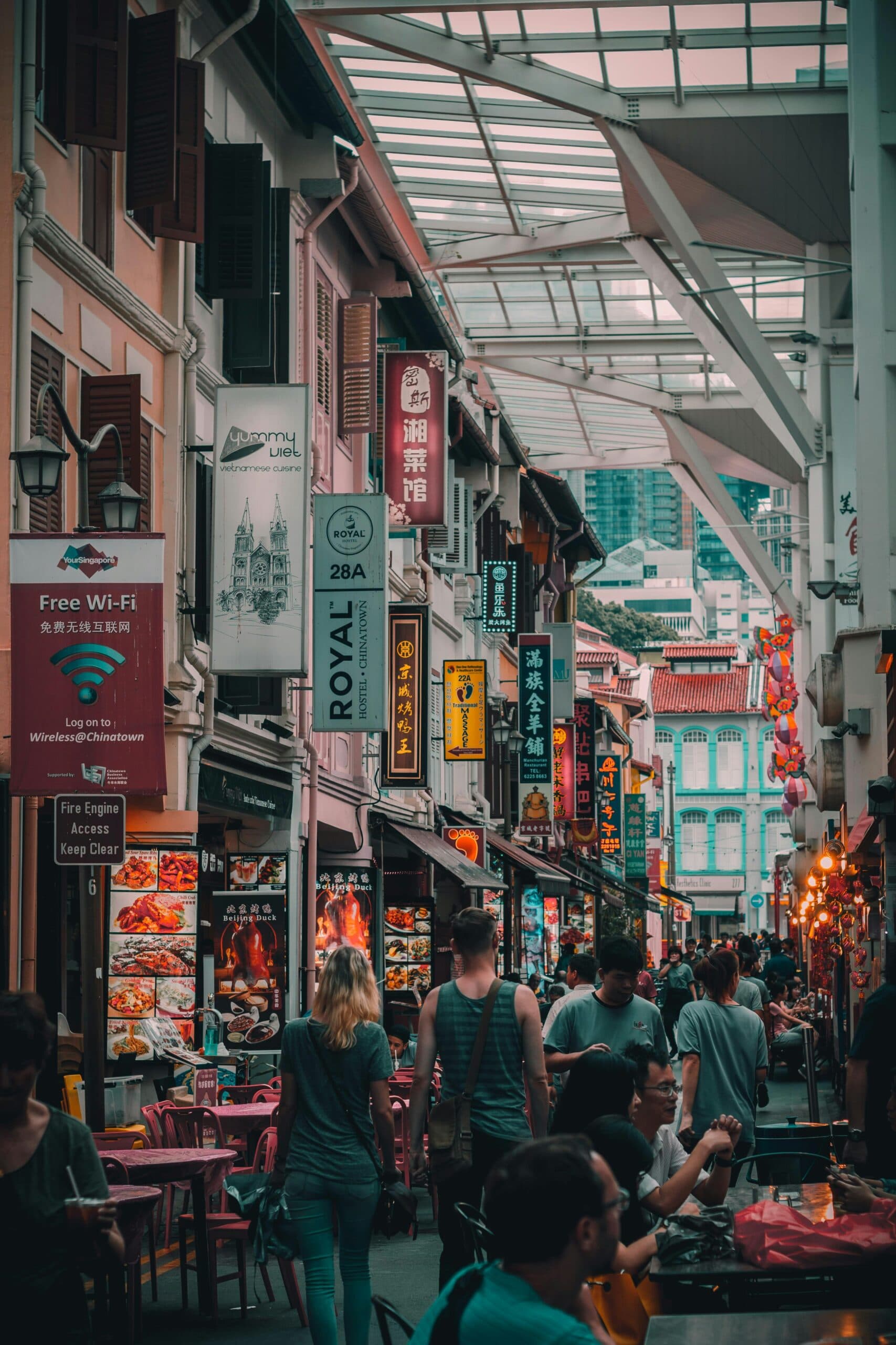 busy walkway of Singapore